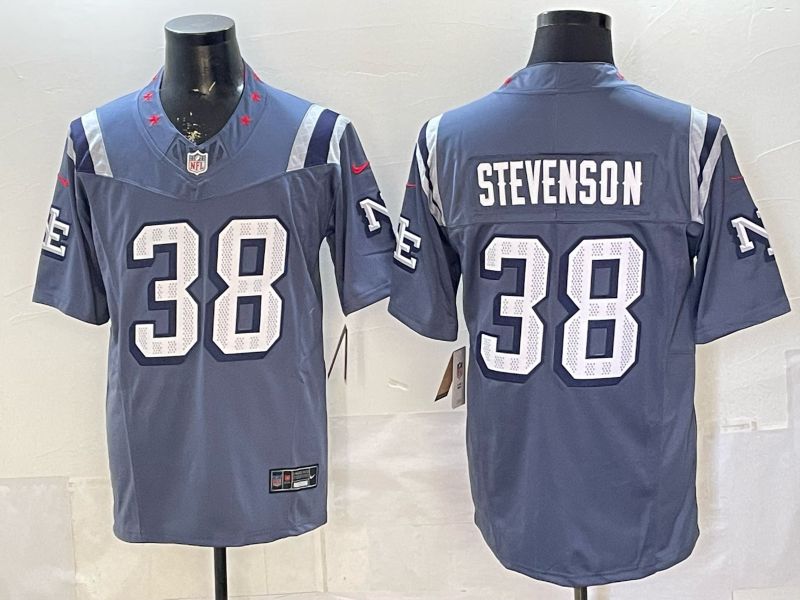 Men 2026 New England Patriots #38 Stevenson Blue 5th generations Nike Limited NFL Jersey style 011